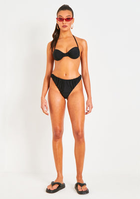 Aston Black Ruched Bikini Thong Aston Black Ruched Bikini Thong