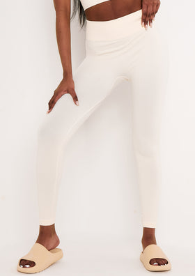 Cyndi Cream Seamless Ribbed High Waisted Leggings Cyndi Cream Seamless Ribbed High Waisted Leggings