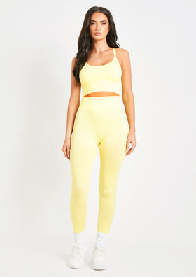 Cyndi Lemon Seamless Ribbed High Waisted Leggings