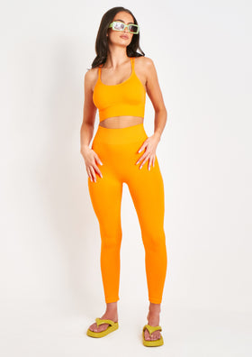 Cyndi Orange Seamless Ribbed High Waisted Leggings Cyndi Orange Seamless Ribbed High Waisted Leggings