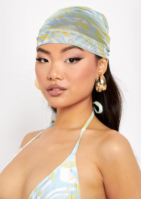 Maria Blue Yellow Swirl Print Bandana Maria Blue Yellow Swirl Print Bandana
