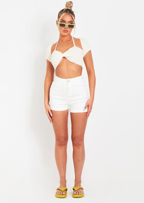 Alma White Denim Missy Empire Shorts Alma White Denim Missy Empire Shorts