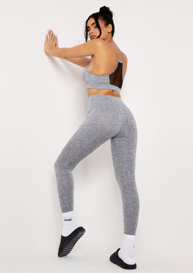 Emerie Grey Crop Top And Leggings Gym Set Emerie Grey Crop Top And Leggings Gym Set