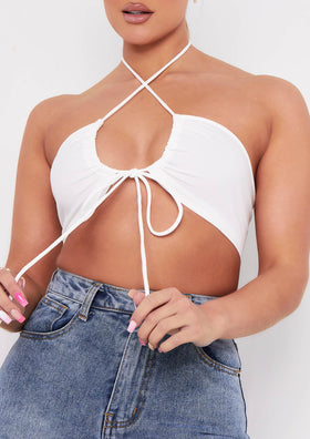 Bexli White Cross Strap Ruched Bralet Bexli White Cross Strap Ruched Bralet