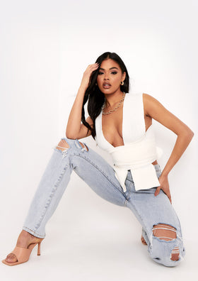 Daphne Cream Knitted Wrap Crop Top Daphne Cream Knitted Wrap Crop Top