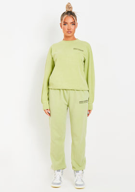 Imogen Lime Missy Empire Text Oversized Joggers Imogen Lime Missy Empire Text Oversized Joggers