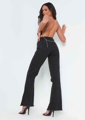 Anica Black Wash High Waisted Flare Leg Jeans Anica Black Wash High Waisted Flare Leg Jeans