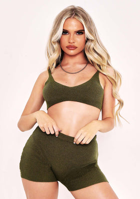Arden Olive Knit Ribbed Shorts Arden Olive Knit Ribbed Shorts