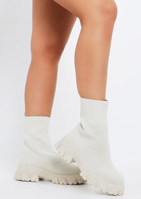 Pamela Cream Sock Ankle Boots Pamela Cream Sock Ankle Boots