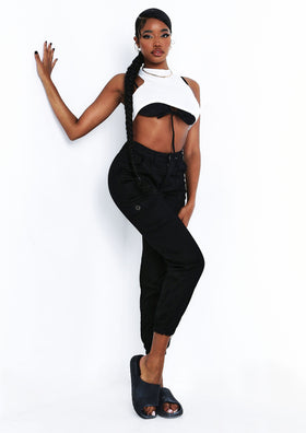 Nadia Black Cargo Pocket Front Joggers Nadia Black Cargo Pocket Front Joggers