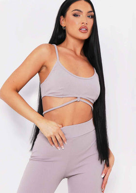 Bianca Mocha Ribbed Knit Strappy Bralet Bianca Mocha Ribbed Knit Strappy Bralet