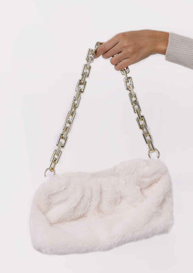 Kristen Cream Chunky Chain Fur Bag Kristen Cream Chunky Chain Fur Bag