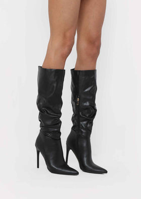 Alexandra Black Knee High Heeled Boots Alexandra Black Knee High Heeled Boots