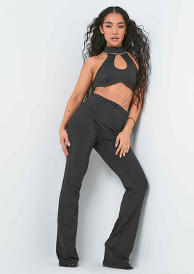 Daniella Black Diamante High Neck Jumpsuit Daniella Black Diamante High Neck Jumpsuit