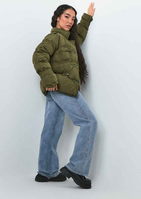 Karly Khaki Puffer Coat Karly Khaki Puffer Coat