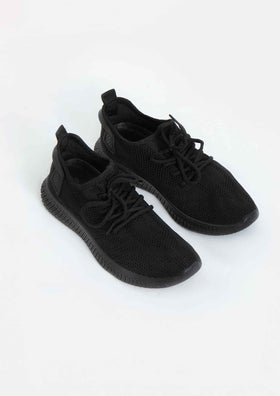 Hannah Black Knitted Trainers