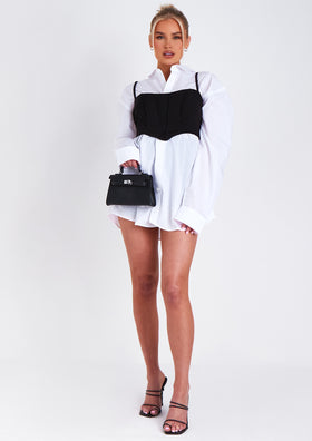 Eve Black Curved Hem Corset Crop Top Eve Black Curved Hem Corset Crop Top