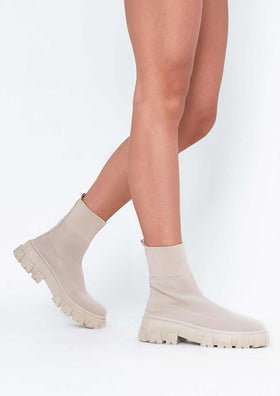 Emma Beige Sock Ankle Boots Emma Beige Sock Ankle Boots