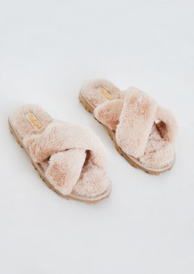 Cora Beige Cross Over Slippers Cora Beige Cross Over Slippers