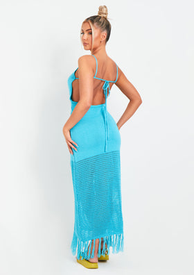 Kia Blue Knitted Maxi Dress Kia Blue Knitted Maxi Dress