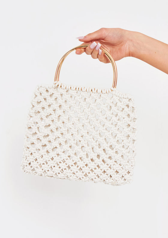 Kaya Ivory Crochet Mini Handbag