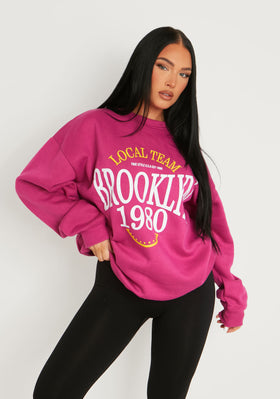 Genevieve Pink Brooklyn Graphic Sweatshirt