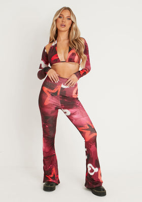 Odette Graffiti Print Flared Trousers Odette Graffiti Print Flared Trousers
