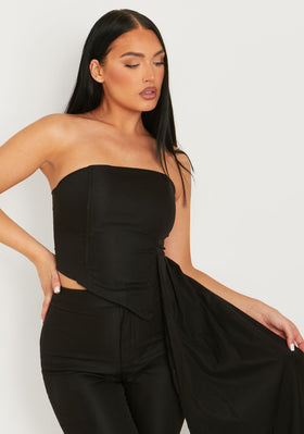 Aviana Black Drape Detail Corset Top Aviana Black Drape Detail Corset Top