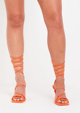 Julissa Orange Lace Up High Heeled Sandals Julissa Orange Lace Up High Heeled Sandals