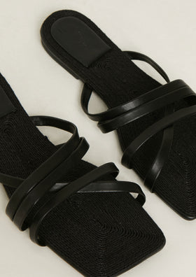 Kairi Black Strappy Flat Sandals Kairi Black Strappy Flat Sandals