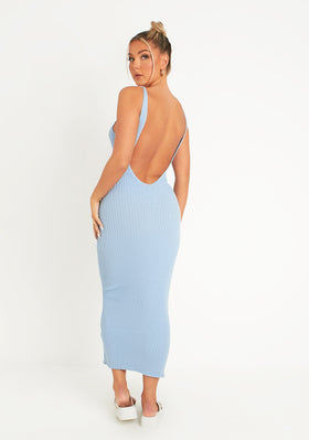 Luella Blue Rib Knit Midi Dress