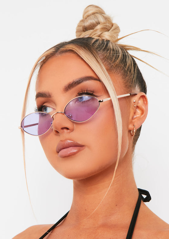 Naylor Lilac Gold Frame Oval Sunglasses