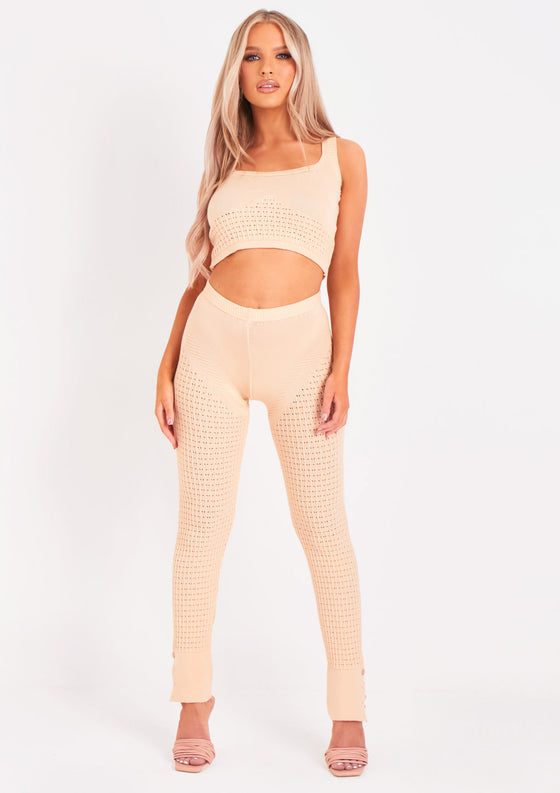 Alma Beige Fine Knit Leggings