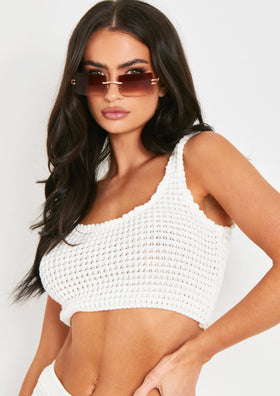 Laurel Ivory Crochet Knit Crop Top Laurel Ivory Crochet Knit Crop Top