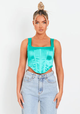 Maia Green Metallic Corset Top Maia Green Metallic Corset Top