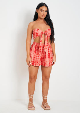 Ellie Pink Tie Dye Printed Shorts Ellie Pink Tie Dye Printed Shorts