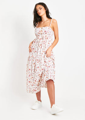 Brydie White Floral Printed Midi Dress Brydie White Floral Printed Midi Dress