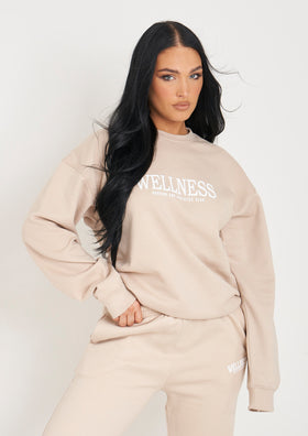 Kinslee Beige Wellness Embroidered Sweatshirt Kinslee Beige Wellness Embroidered Sweatshirt