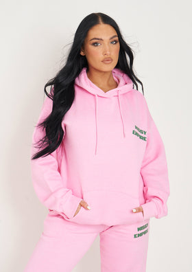 Serena Baby Pink Printed Oversized Hoodie Serena Baby Pink Printed Oversized Hoodie