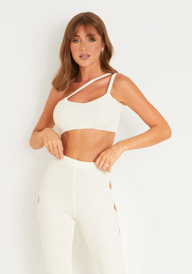 Jordynn Cream Knitted One Shoulder Crop Top Jordynn Cream Knitted One Shoulder Crop Top