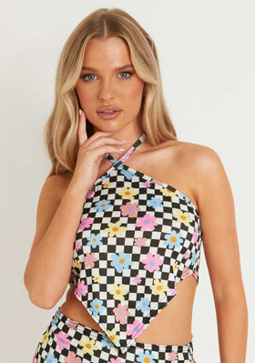 Indiyah Multi Printed Rib Pointed Hem Top Indiyah Multi Printed Rib Pointed Hem Top