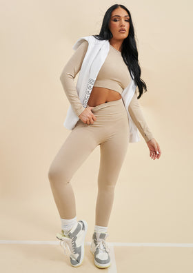 Monique Beige Long Sleeve Seamless Gym Co-Ord Monique Beige Long Sleeve Seamless Gym Co-Ord