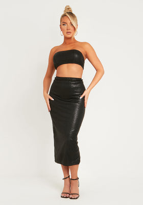 Elora Black Sequin High Waisted Midaxi Skirt Elora Black Sequin High Waisted Midaxi Skirt