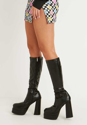 Sasha Black Platform Knee High Boots Sasha Black Platform Knee High Boots