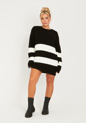 Millie Black & White Knit Stripe Mini Dress Millie Black & White Knit Stripe Mini Dress