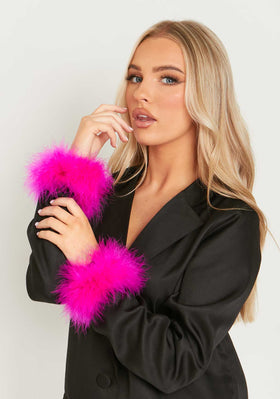 Connie Pink Feather Snap Cuffs Set Of 2