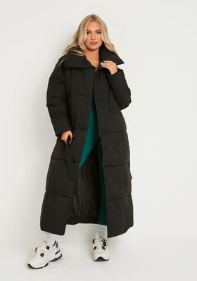 Zara Black Longline Tie Waist Puffer Coat Zara Black Longline Tie Waist Puffer Coat