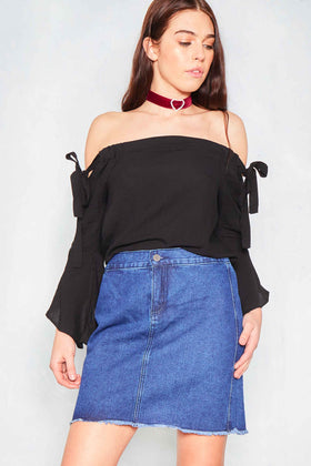 Angus Black Bardot Bell Sleeve Top Angus Black Bardot Bell Sleeve Top