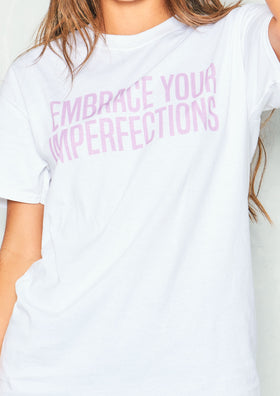 Emma White Embrace Your Imperfections Slogan T-Shirt Emma White Embrace Your Imperfections Slogan T-Shirt