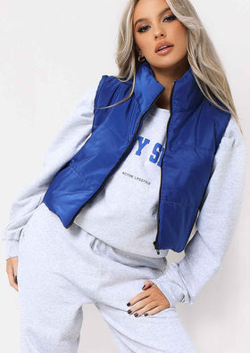 Sapphire Cobalt Blue Cropped Puffer Gilet Sapphire Cobalt Blue Cropped Puffer Gilet